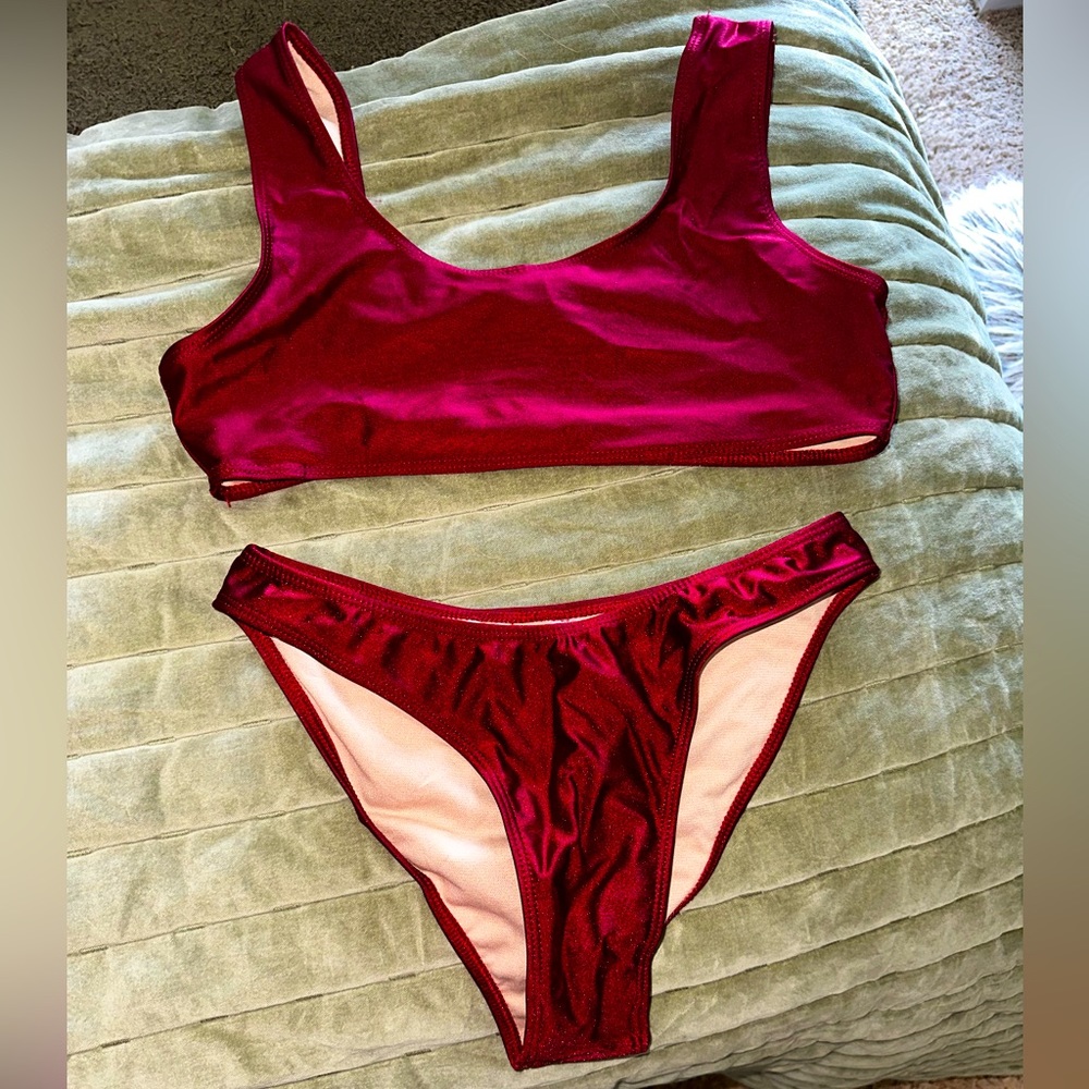 Red fashion nova swim suit